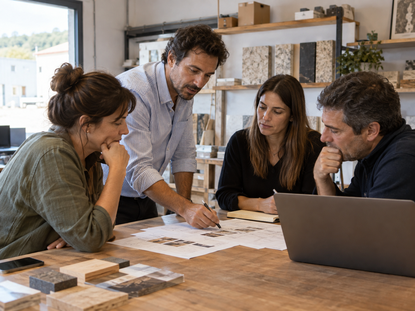 Sessão de planeamento entre consultor e equipa da empresa